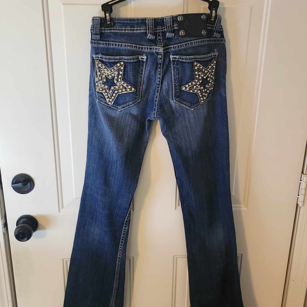 MISS ME Blue Flare Jeans with Star Embellishments